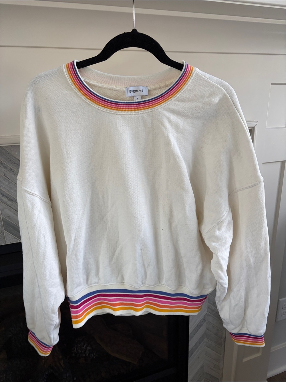 Evereve | White Rainbow Cuff Sweatshirt Size S